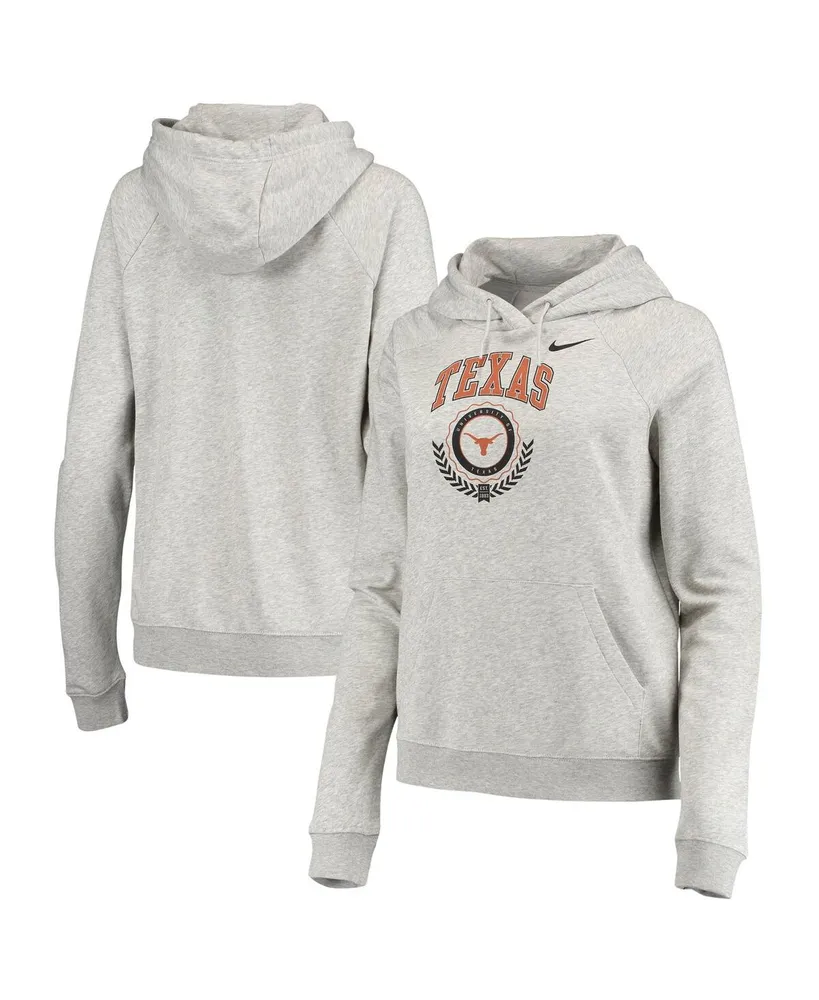 Women's Nike Heathered Gray Texas Longhorns Varsity Fleece Tri-Blend Raglan Pullover Hoodie