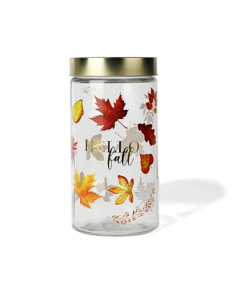 American Atelier Fall Leaves Glass Jar