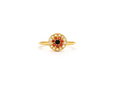 Evil Eye Ruby Crystal + Cubic Zirconia Ring