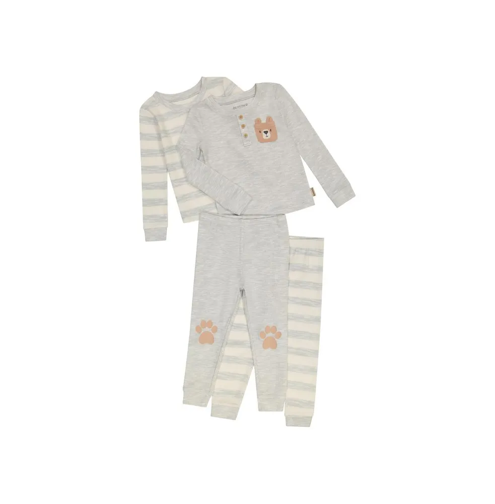 Toddler Boys 4-Piece Mix n Match Long Sleeve Top and Jogger Pants Waffle Pajama Set