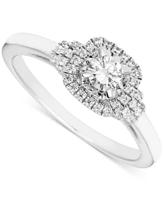 Diamond Halo Engagement Ring (3/8 ct. t.w.) in 14k White Gold
