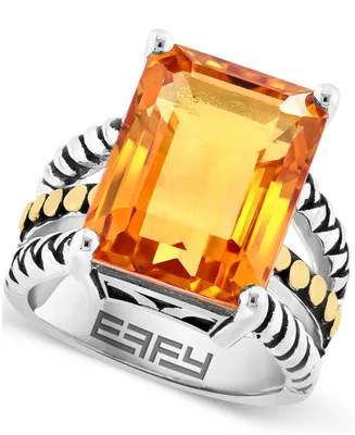 Effy Citrine Statement Ring (12 ct. t.w.) in Sterling Silver & 18k Gold-Plate