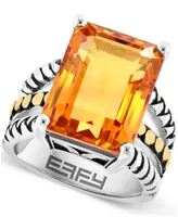 Effy Citrine Statement Ring (12 ct. t.w.) in Sterling Silver & 18k Gold-Plate