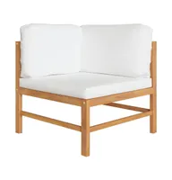 2-seater Patio Bench with Cream Cushions Solid Teak Wood