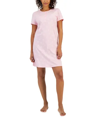 Charter Club Women's Cotton Printed Henley Sleepshirt, Created for Macy's