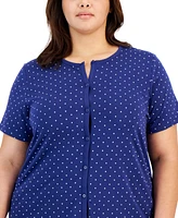 Charter Club Plus Size 2-Pc. Cotton Cropped Pajamas Set, Created for Macy's