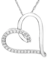 Diamond Open Heart 18" Pendant Necklace (1/5 ct. t.w.) in 14k White gold