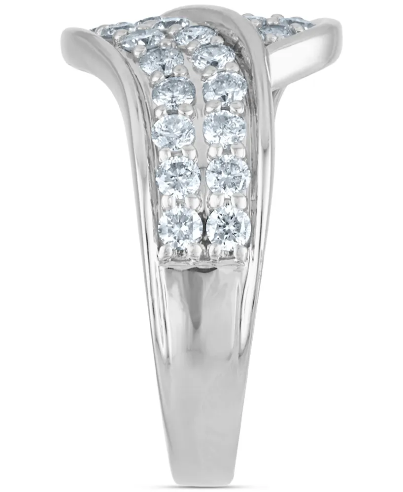 Diamond Double Row Bypass Statement Ring (1 ct. t.w.) in 14k White Gold