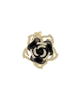 Heymaeve 18K Gold Plated Brass, Black Enamel Statement Ring