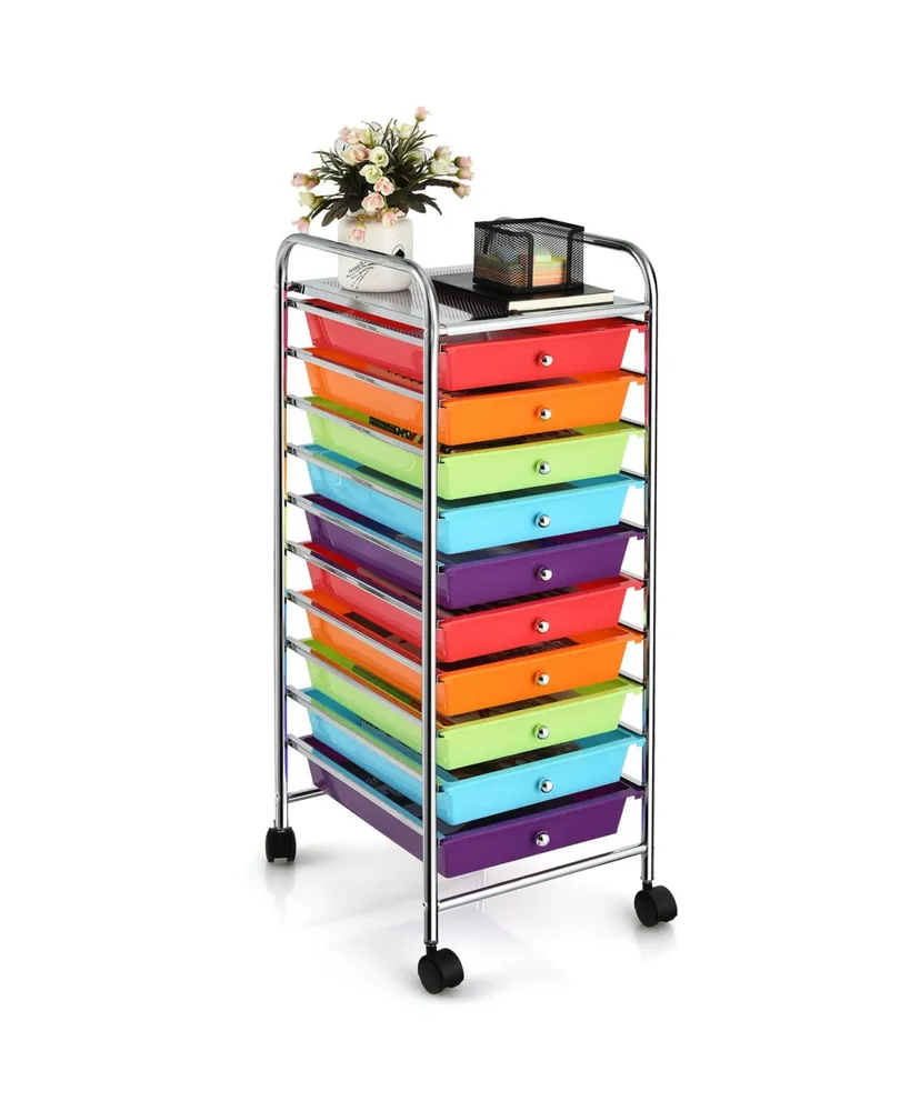 Costway 15 Drawer Rolling Storage Cart Tools Scrapbook Paper Office School Organizer