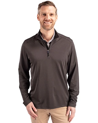 Cutter & Buck Tall Virtue Eco Pique Micro Stripe Recycled Quarter Zip Jacket