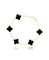 The Lovery Onyx Clover Bracelet 14K Gold