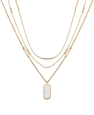 Unwritten Mother of Pearl Dog Tag 3-Piece Necklace Set