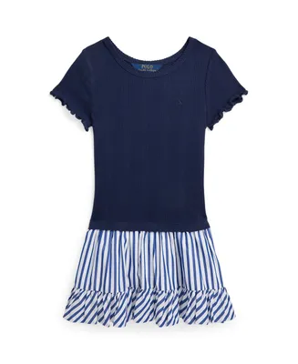 Polo Ralph Lauren Toddler and Little Girls Woven-Skirt Pointelle-Knit Cotton Dress