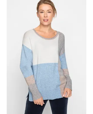 Olsen Women's Long Sleeve Patchwork Pullover