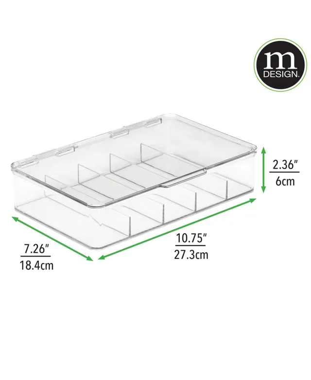 MDesign Plastic Divided Purse Organizer for Closets, 5 Sections, 2 Pack,  Clear