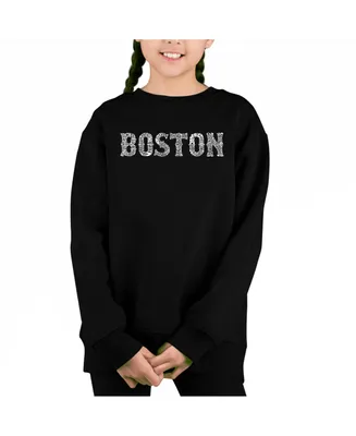 Boston Neighborhoods - Big Girl's Word Art Crewneck Sweatshirt