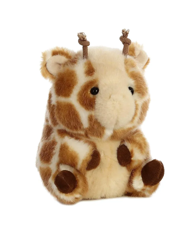 Aurora Mini Giminy Giraffe Rolly Pet Round Plush Toy Brown 5"