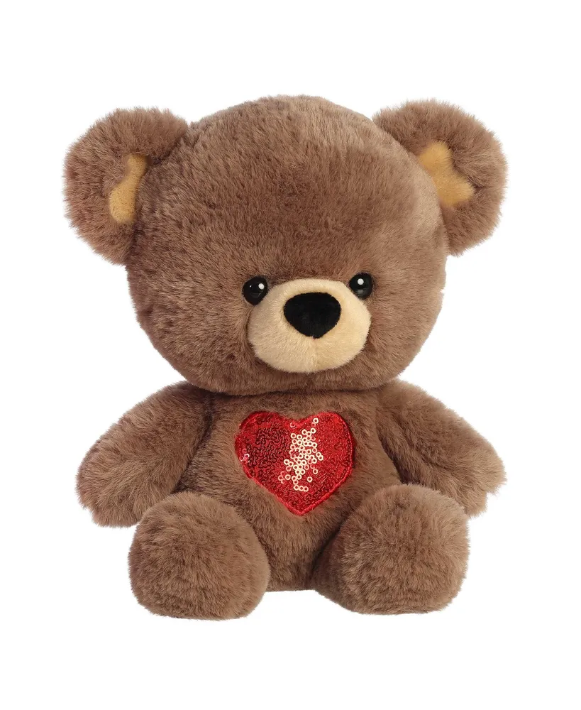 Aurora Large Heart For You Bear Valentine Heartwarming Plush Toy Brown 13"