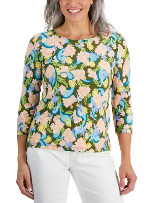 Jm Collection Petite Oaklyn Garden Jacquard Top, Created for Macy's