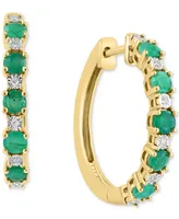 Effy Sapphire (3/4 ct. t.w.) & Diamond Accent Small Hoop Earrings 14k Gold-Plated Sterling Silver, 0.75" (Also available Ruby and Emerald)