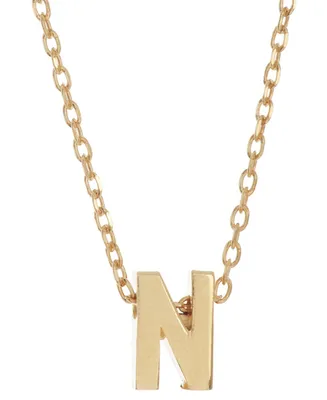 Adornia 14k Gold-Plated Mini Initial Pendant Necklace, 16" + 2" extender