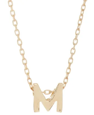 Adornia 14k Gold-Plated Mini Initial Pendant Necklace, 16" + 2" extender