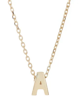 Adornia 14k Gold-Plated Mini Initial Pendant Necklace, 16" + 2" extender