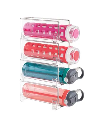 mDesign Water Bottle Holder Storage Organizer Rack, Stackable, 4 Pack - Clear