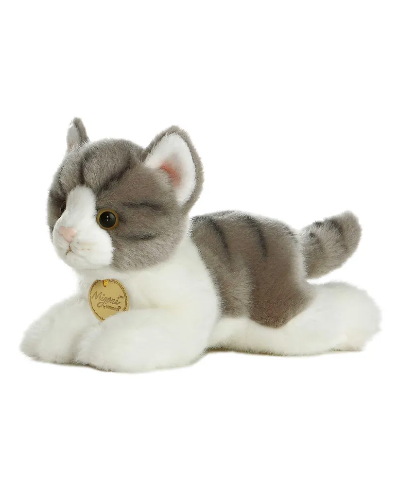 Aurora Small Grey Tabby Cat Miyoni Realistic Plush Toy 8"