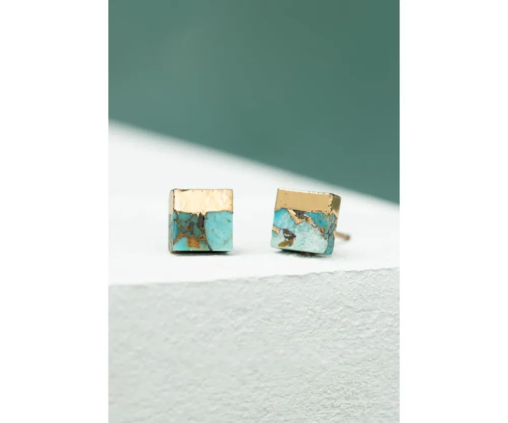 Starfish Project Lorena Square Turquoise Stud Earrings