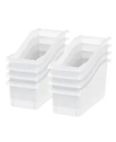 Iris 8 Pack 15" x 6" Plastic Connecting Book and Paper Storage Container Bin, Clear