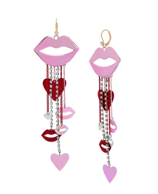 Betsey Johnson Faux Stone Lips Chandelier Earrings