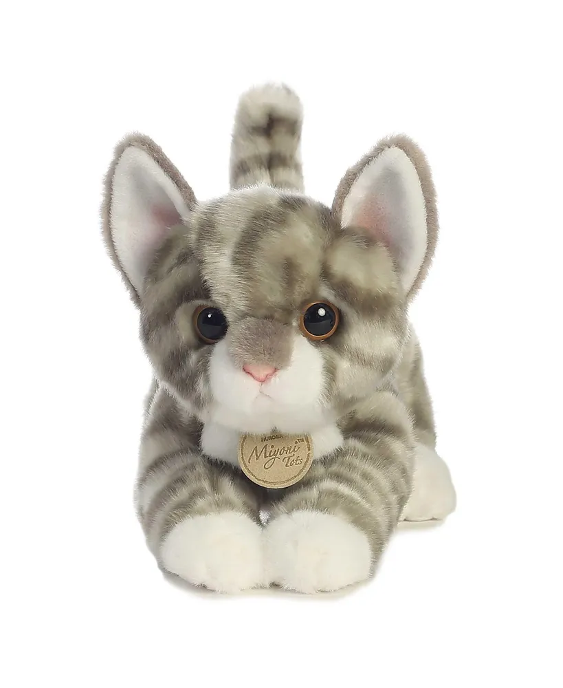 Aurora Small Grey Tabby Kitten Miyoni Tots Adorable Plush Toy Gray 9"