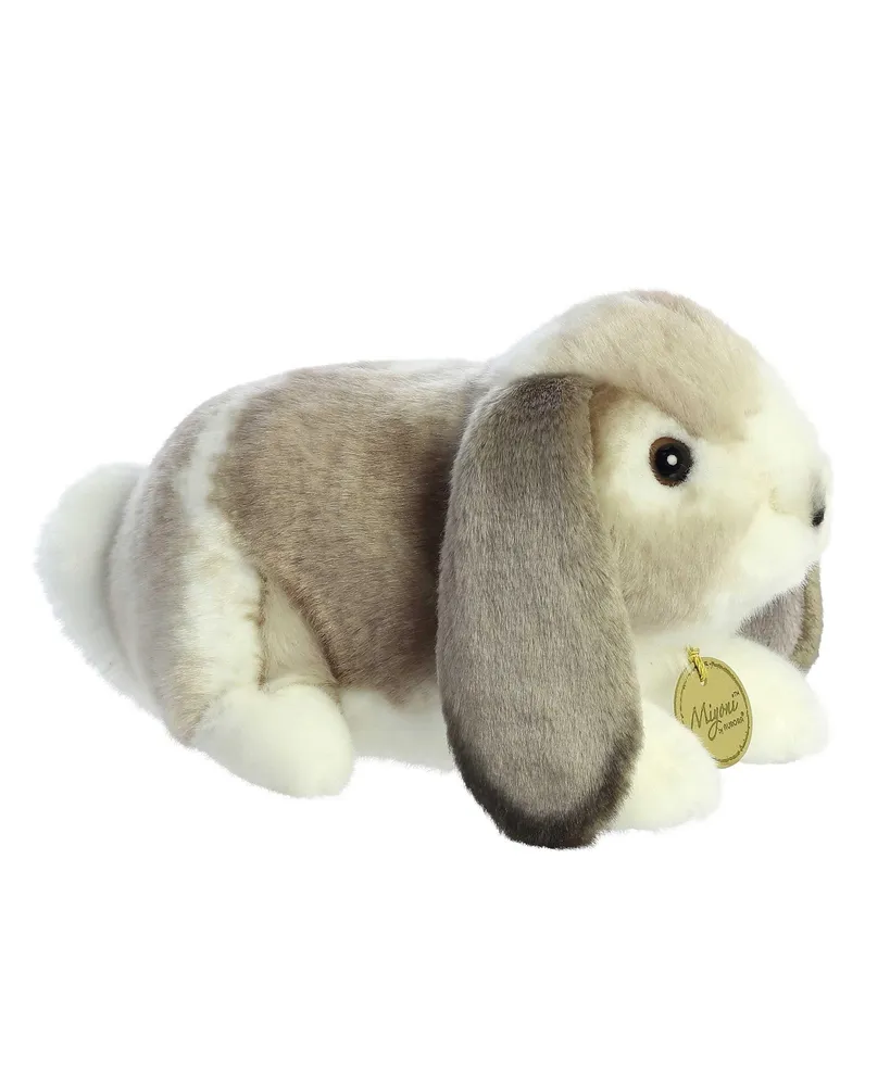 Aurora Small Holland Lop Rabbit Miyoni Realistic Plush Toy Grey 9"