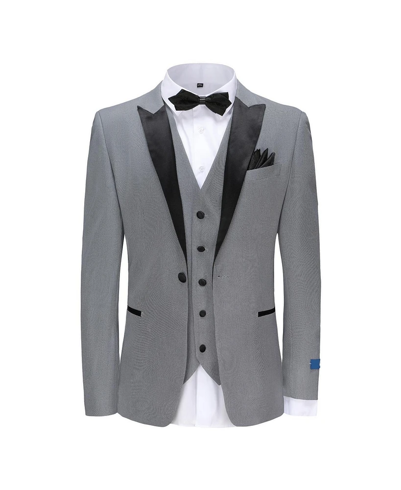 Gino Vitale Men's 3 Piece Birdseye Peak Lapel Tuxedo Set