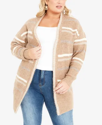Avenue Plus Size Skye Stripe Cardigan Sweater