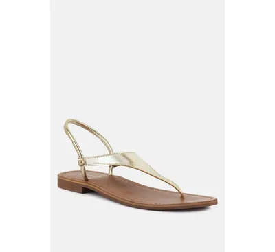 Rag & Co Madeline Gold Flat Thong Sandals