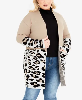 Avenue Plus Size Ula Splice Coatigan Sweater