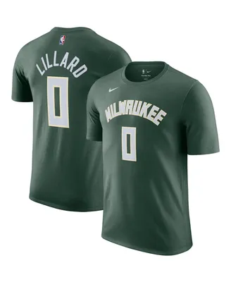 Men's Nike Damian Lillard Hunter Green Milwaukee Bucks Name and Number T-shirt