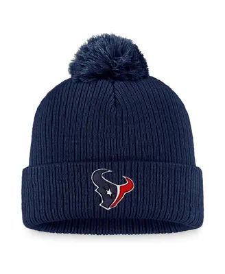 Women's Fanatics Navy Houston Texans Logo Cuffed Knit Hat with Pom