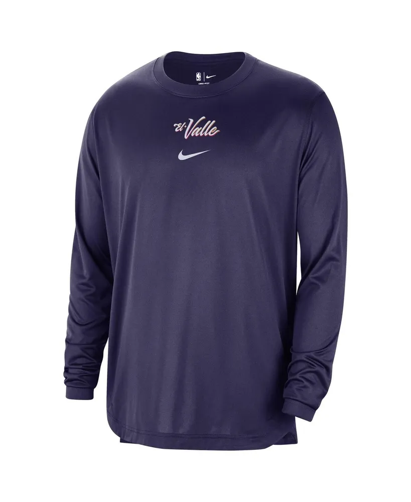 Men's Nike Purple Distressed Phoenix Suns 2023/24 City Edition Authentic Pregame Performance Long Sleeve Shooting T-shirt