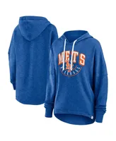 Women's Fanatics Heather Royal Distressed New York Mets Luxe Pullover Hoodie