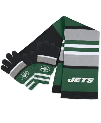 Women's Wear by Erin Andrews New York Jets Stripe Glove and Scarf Set