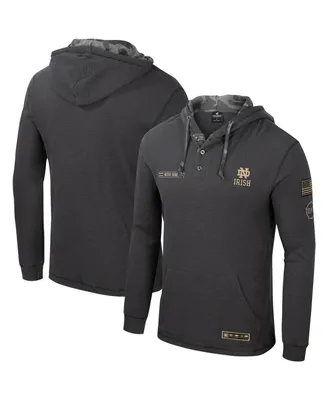 Men's Colosseum Charcoal Notre Dame Fighting Irish Oht Military-Inspired Appreciation Henley Pullover Hoodie