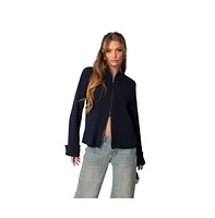 Edikted Women's Oversized zip up turtle neck cardigan