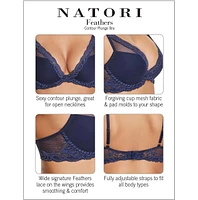 Natori Women's Feathers Lace Contour Underwire Plunge Bra