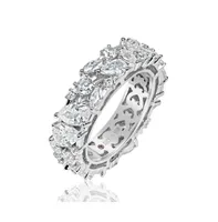 Suzy Levian Sterling Silver Cubic Zirconia Abstract Cluster Eternity Band Ring