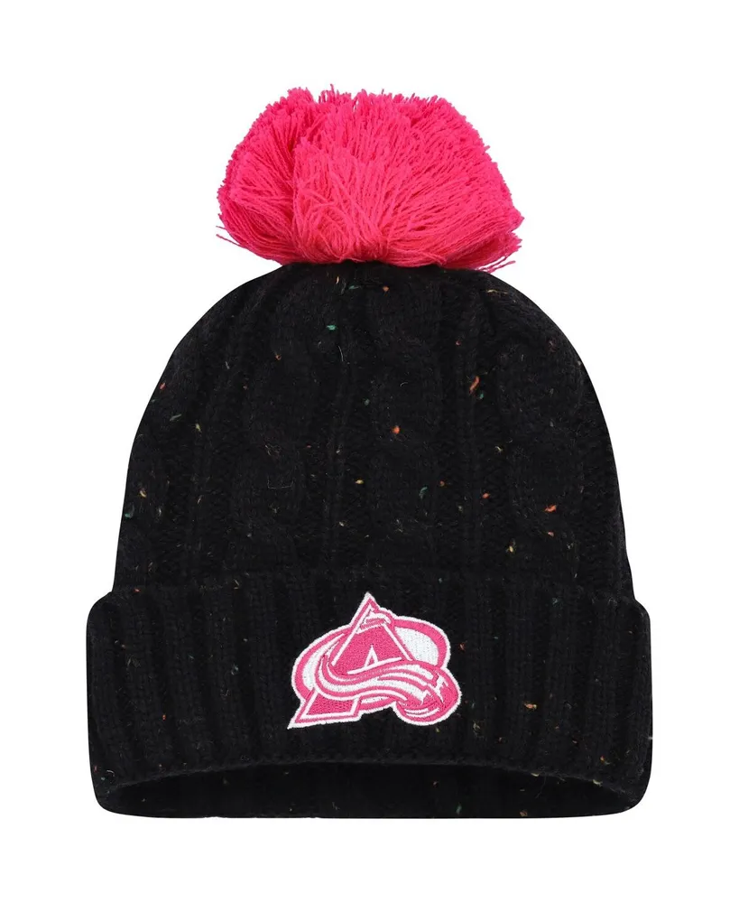 Girls Youth Colorado Avalanche Black Nep Yarn Cuffed Knit Hat with Pom