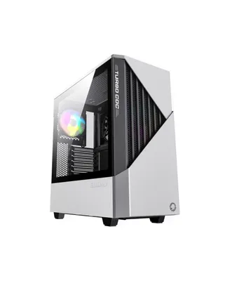 GameMax Contac Coc Wb Steel & Tempered Glass Atx Mid Tower Computer Case, White & Black